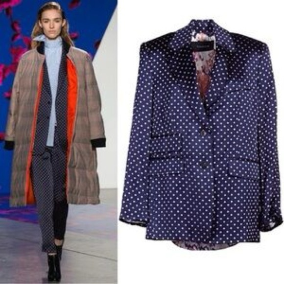 Thakoon navy blue & pink silk viscose patterned blazer - size 8 NWOT - Picture 6 of 6